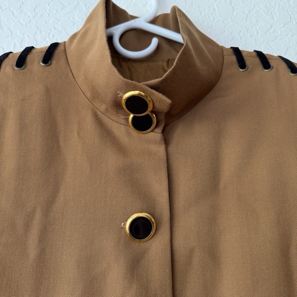 Vintage Wool Coat Dress Funnel Neck Brown Size 14 Sandra Ow-Wing NR1 80s - Picture 2 of 10